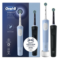 Oral-B Vitality Pro Duo Erwachsener Rotierende-vibrierende Zahnbürste Schwarz, Blau, Weiß (Schwarz, Blau, Weiß)