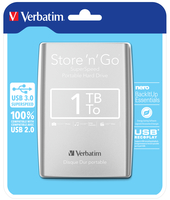 Verbatim Portables Festplattenlaufwerk Store 'n' Go USB 3.0, 1 TB, Silber (Silber)
