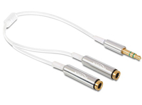 DeLOCK Kabel Audio Klinkenstecker 3,5 mm > 2 x Klinkenbuchse 25 cm (Silber, Wei&szlig;)