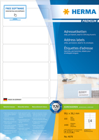 HERMA Adressetiketten Premium A4 99.1x38.1 mm weiß Papier matt 1400 St. (Weiß)
