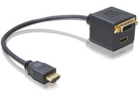 DeLOCK Adapter HDMI Stecker zu HDMI + DVI25 Buchse (Schwarz)