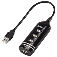 Hama USB 2.0 Hub 1:4, black (schwarz, Gr. 35-38, Unisex)