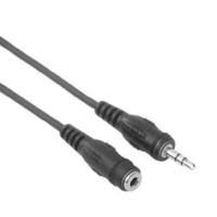 Hama Extension Cable 3.5 mm Jack, Socket - Plug, Stereo, 5 m (Schwarz)