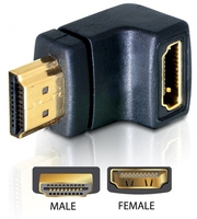 DeLOCK HDMI male > HDMI female 90&deg; down (Schwarz)