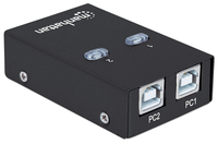 Manhattan 2-Port USB 2.0-Umschalter, 1 x USB-A-Port auf 2 x USB-B-Port, Auto-Sensing, Umschalten per Tastaturkürzel oder per Tastendruck am Gerät (Weiß)