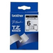 Brother Black on White Gloss Laminated Tape, 6mm