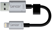 Lexar JumpDrive C20i 128GB 128GB USB 3.0/Lightning Schwarz, Silber USB-Stick (Schwarz, Silber)