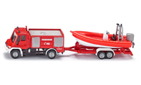 Siku Unimog Feuerwehr mit Boot (Rot)
