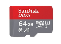 Sandisk 64GB Ultra A1 microSDXC 64GB MicroSDXC Klasse 10 Speicherkarte (Grau, Rot)
