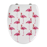 WENKO Flamingo Weicher Toilettensitz Duroplast Pink, Weiß (Pink, Weiß)