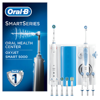 Oral-B Smart 5000 + Oxyjet Erwachsener Rotierende-vibrierende Zahnbürste Blau, Weiß (Blau, Weiß)