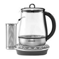 Gastroback Design Tea Aroma Plus Teekocher 1,5 l 1400 W Schwarz, Silber (Schwarz, Silber)
