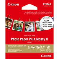Canon PP-201 Glossy II Photo Paper Plus (8,9 x 8,9 cm/3,5 x 3,5”) – 20 Blatt (Weiß)