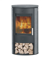 Fireplace Zaria Indoor Freistehende Feuerstelle Holzkohle, Brennholz, Pellet Schwarz (Schwarz)