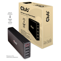 CLUB3D USB Type A and C Power Charger, 5 ports up to 111W (Schwarz)