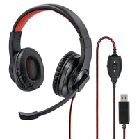 Hama HS-USB400 Kopfhörer Verkabelt Kopfband Gaming USB Typ-A Schwarz, Rot (Schwarz, Rot)