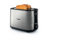 Philips Viva Collection HD2650/90 Toaster – 2 Scheiben, breite Toastkammer, Metall (Schwarz, Edelstahl)
