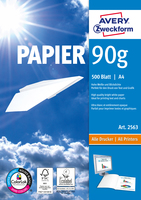 Avery Format Papier A4 90 g/m² 500 Sheets Druckerpapier A4 (210x297 mm) Matt Weiß (Weiß)