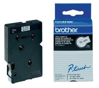 Brother Gloss Laminated Labelling Tape - 12mm, Black/White