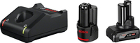 Bosch 1 x GBA 12V 2.0Ah + 1 x GBA 12V 4.0Ah + GAL 12V-40 Professional Haushaltsbatterie AC (Schwarz, Rot)