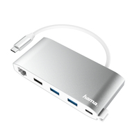Hama 00200111 Schnittstellen-Hub USB 3.2 Gen 1 (3.1 Gen 1) Type-C 5000 Mbit/s Silber, Weiß (Silber, Weiß)