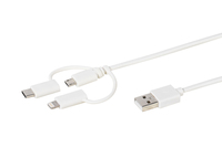 Vivanco 3in1 Ladekabelset, Micro USB, USB Type C, Lightning (Weiß)