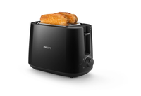 Philips Daily Collection Toaster mit 8 Einstellungsstufen und integriertem Brötchenaufsatz (Schwarz)
