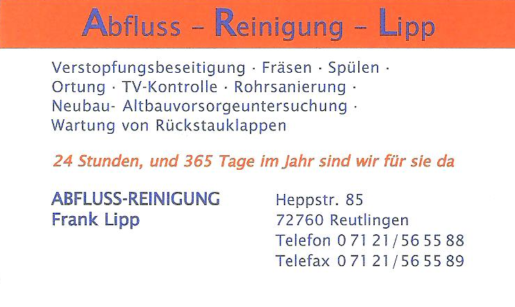 ABFLUSS-REINIGUNG Frank Lipp in Reutlingen