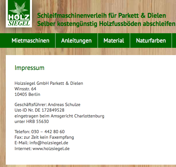 Holzsiegel GmbH Parkett & Dielen in Berlin