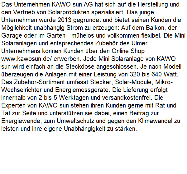 KAWO sun AG in Ulm