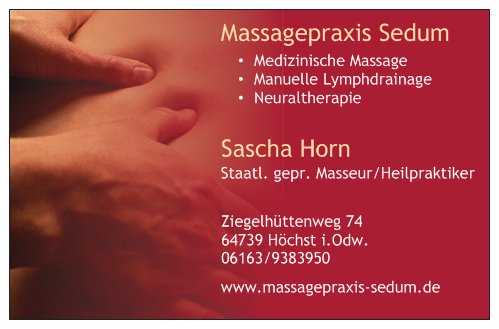 Massagepraxis Sedum Sascha Horn in Höchst i. Odw.