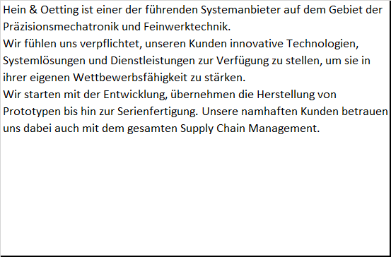 Hein & Oetting Feinwerktechnik GmbH in Ahrensburg